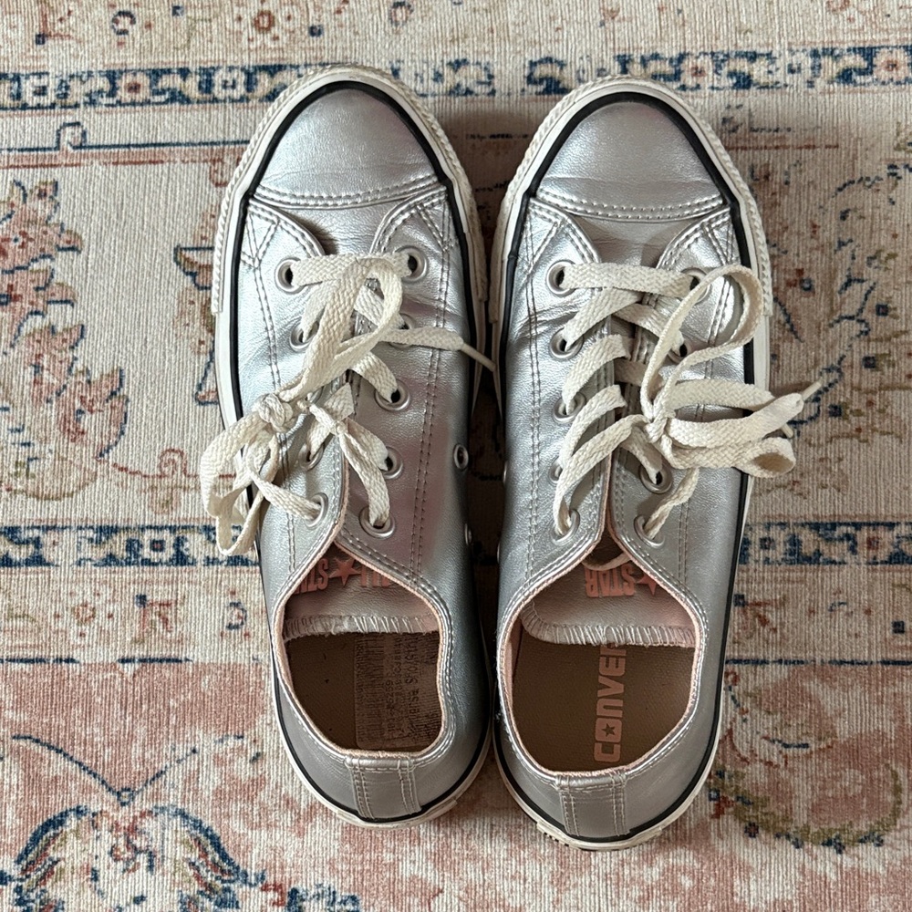 Converse Kids Metallic Silver Sneakers